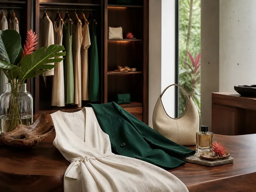 Curated fashion pieces in an elegant Kingston boutique