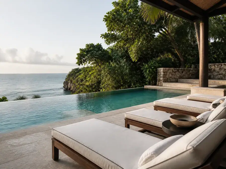 Private infinity pool at a luxury Jamaican cliffside resort